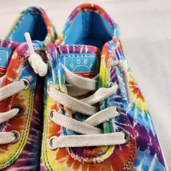 Skechers Bobs Youth Big Kids Size 6W Tie-Dye Sneakers Memory Foam Lace Up EUC - Picture 6 of 16